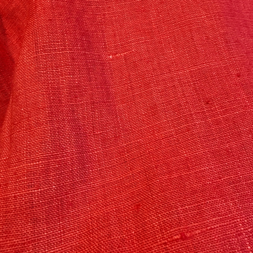 Vintage Red Linen Midi Dress With Button down Back - Picture 8 of 15